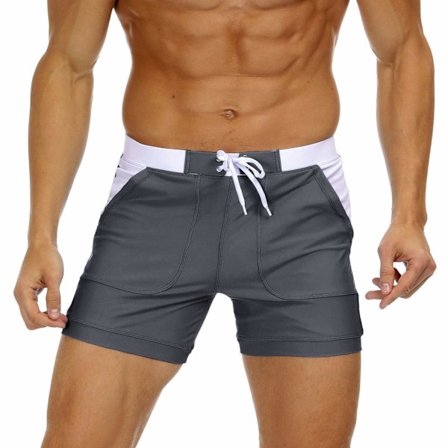 Hurtigtørrende badeshorts til mænd, strandshorts, boardshorts, spa-badebukser, elastiske træningsshorts med justerbar snøre (38, 2XL)