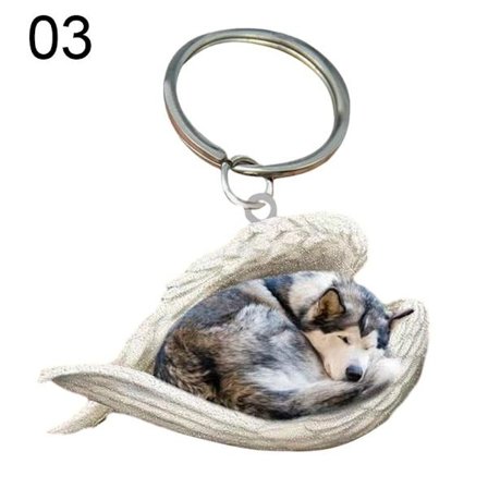 Wing Dog Keychain Dog Key Ring 03 03
