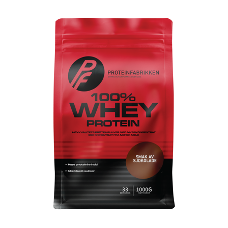 Proteinfabrikken 100 % Whey Proteinpulver, Sjokolade, 1 kg