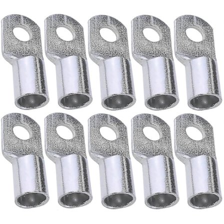 Sæt med 10 elektriske kabelsko med rørformet øje - Øje - 8 mm - Uisoleret - til 50 mm leder - Elektrisk ledningsstik - Klemning - Sølvfarve