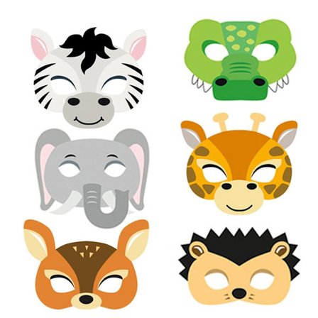 12/15 STK Cartoon Animal Mask Jungle Animal Face Cover 12 STK