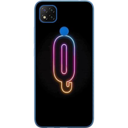 Yhteensopiva Puhelinkuori Xiaomi Xiaomi Redmi 9C NFC Minimalistinen neonkirjain Q kirkkaissa väreissä tummaa taustaa vasten