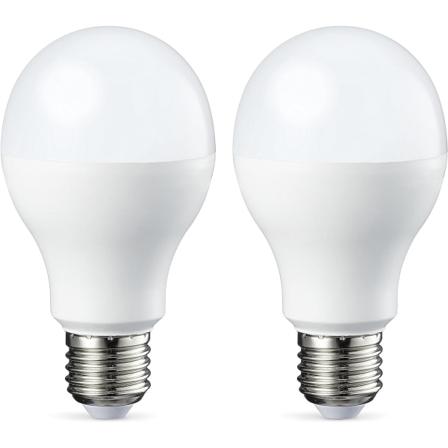 Sett med 2 LED-pærer E27 uten skrue 15 W (tilsvarer 100 W glødepære) kald