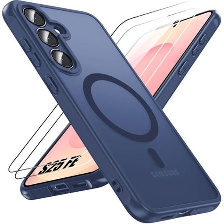 Mobilskal - BOOLING - för Samsung Galaxy S25 FE - Stötmotståndig - Mörkblå - 2 Härdat glas