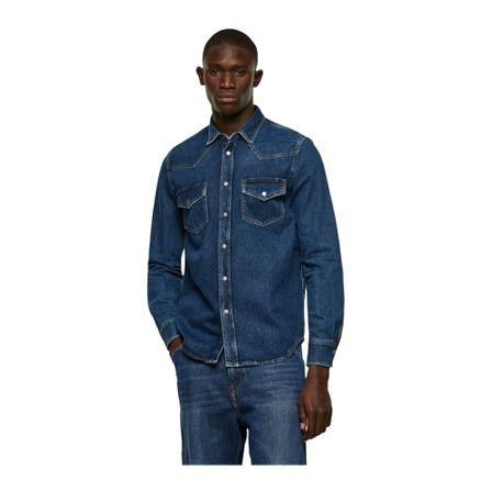Diesel, Denim Shirts Blauw, Heren, Maat:S