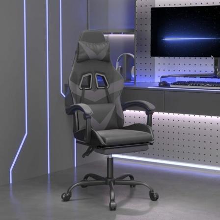 Vidaxl Gamingstol Med Fotstöd Svart Och Grå Konstläder Svart
