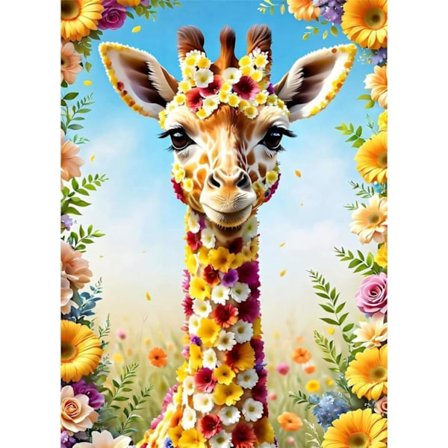 Safari Giraff Diamantmaling - 5D høydyrsdesign for nybegynnere, diamantkunst 30x40 cm