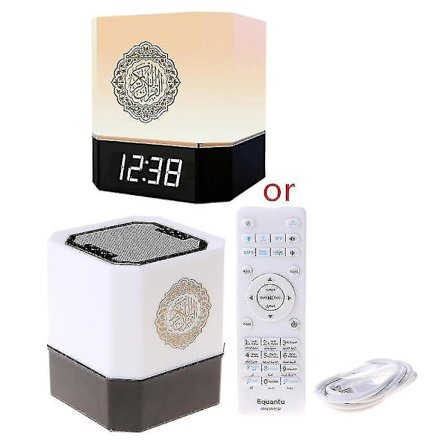 Bluetooth-kompatibel Högtalare Trådlös Fjärrkontroll Led Nattlampa Smart App Kontroll Digital Azanklocka Med Koranen Recitation Översättning Muslimsk 