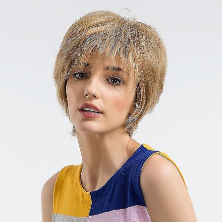 Wuminglu Naisten Vaalea Lyhyt Peruukki Synteettinen Kuitu Hiukset Lämmönkestävä Peruukki