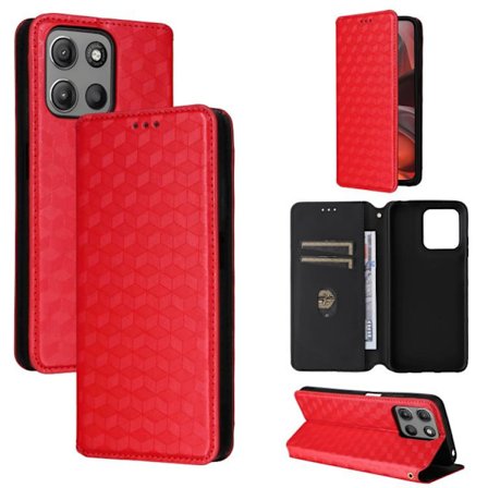 Motorola Moto G15 4G / G15 Power 4G Fodral i Kubisk Rutnätstextur - Flip Skal i Läder