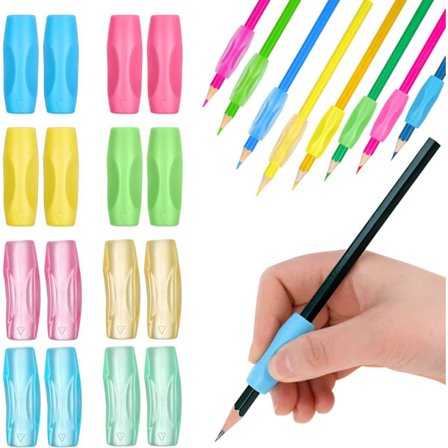 Silikonegreb Penneholdere 16 Blyantsgreb Grebholder, Tilfældige Farver