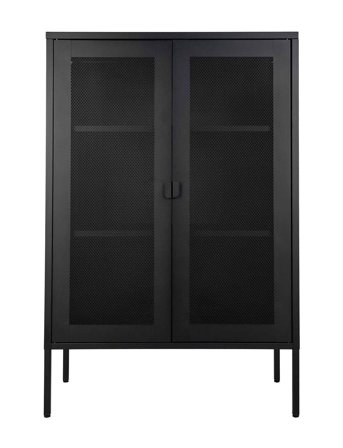 House Nordic Fia - Display Cabinet, Black Metal, 2 Mesh Doors 80X40X120 Cm - Black - 120X80X40CM