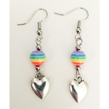 Earrings - Heart - Pride - Rainbow - Bead