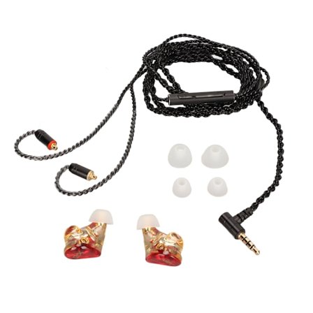 Trådbundna monitor-hörlurar med skarp diskant, kraftfull bas, ren koppargrafen-enhet, monitor-hörlurar med avtagbar MMCX-kabel, röd svart kabel