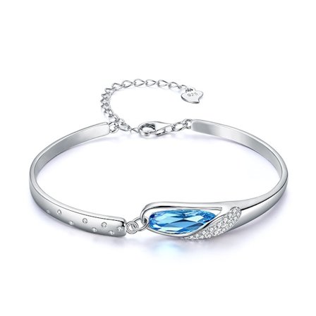 S925 Sterling Silver Crystal Armband, Dam födelsedag sten Crystal Armband, Silver Smycken Present till henne