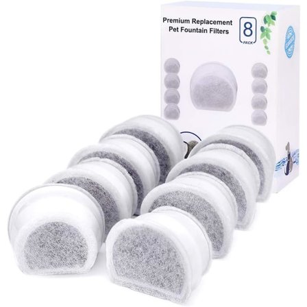 Reservekullfilter for PetSafe Drinkwell Avalon, Pagoda, 2 Gallon, Sedona og Seascape Fontener, 8-pakning Fontenerfilter
