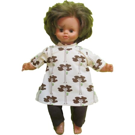 Beige/brun mönstrat tunika-set till Skrållan, dockkläder