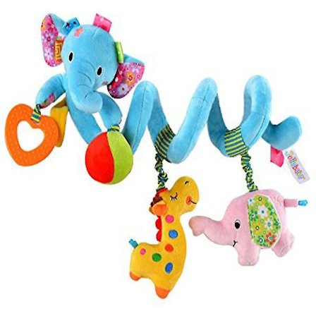 Baby Klapvogn Vugge Sød Blå Elefant Design Aktivitet Spiral Plys Legetøj, Barnevogn Og Rejse
