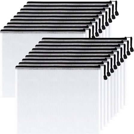 Plastik Mesh Lynlåspose 9x13 tommer, Ekstra Stor Vandafvisende Lynlåstaske til Skolekontorartikler