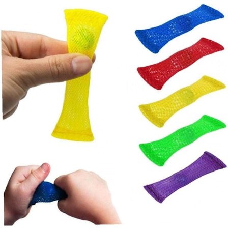 Pakke med 5 sensoriske beroligende fokus Fidgets legetøj flettet mesh rør med kugle