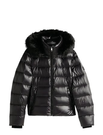 Gloss Hw Down Slim Jacket W Fur Black Tommy Hilfiger