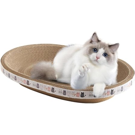 Kradsebræt til katte | Kradsetræ til katte | 2 i 1 ovalt kradsebræt i pap | Indendørs kattemøbler kradsetræ til indendørs katte at sove