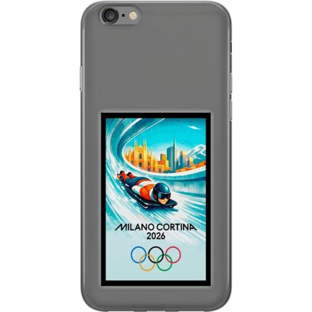 Yhteensopiva Puhelinkuori Apple iPhone 6 Dynaaminen kelkkailija tai skeleton-ajaja jääkanavalla Milanon Cortina 2026 kanssa, kaupunkinäkymä ja oly