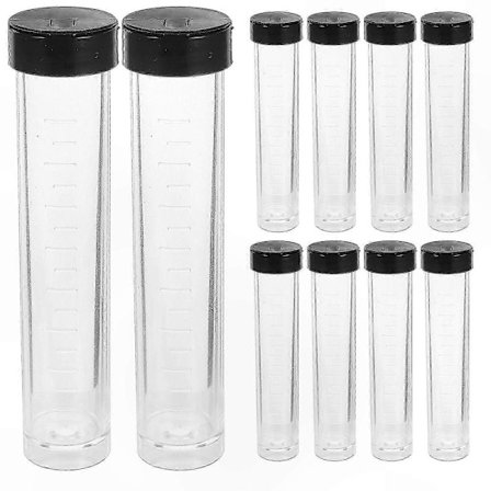 10-pak Klar Plastikrør med Låg til Opbevaring