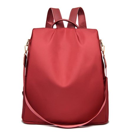 Punainen, vedenkestävä ja varkaudenkestävä naisten reppu, monipuolinen Oxford