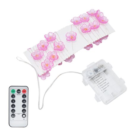 30 LED ljusslinga, rosa körsbärsblommor, Alla hjärtans dag bröllopsfest dekorationer, varmvitt ljus