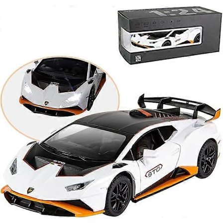 1:24 Legering Diecast Bilmodell for Lamborghini Huracan STO 2021, Trekk Tilbake Kjøretøy Modellbiler Leke for Barn 3 til 12 År Gammel Gave Voksen 