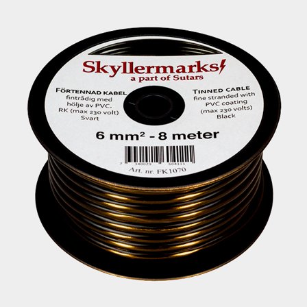Tinned copper cable Skyllermarks RK, round, single-core, 6 mm², 8 meter, black