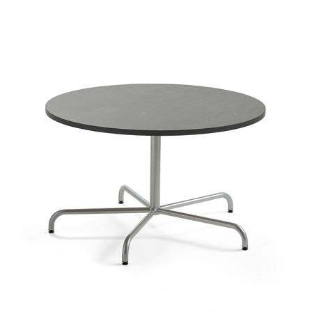 Tisch PLURAL, Ø1200x720 mm, Linoleum-Platte, dunkelgrau, silber