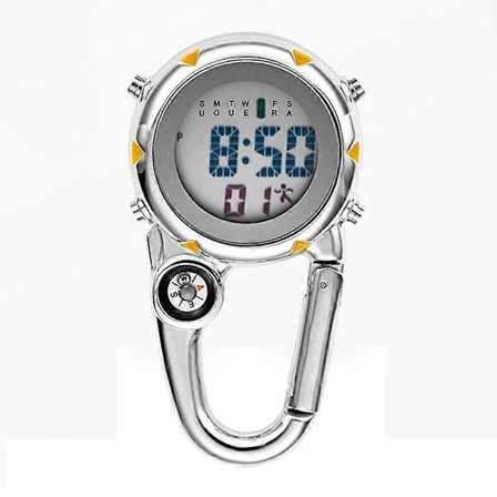 Digitaaliset karabiinilukko-kellot urheilukoukulla, kello sairaalaan lahjaksi, elektroninen valoisa monitoiminen FOB-sairaanhoitajakello ulkoiluun