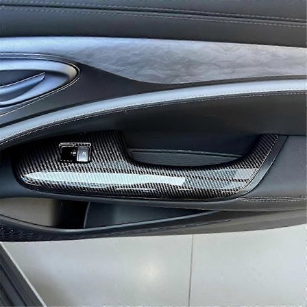 Bilfönsterhiss Strömbrytare Knappskydd Inre Dörr Armstöd Trim Panel Kolfiberfärg för Seal /