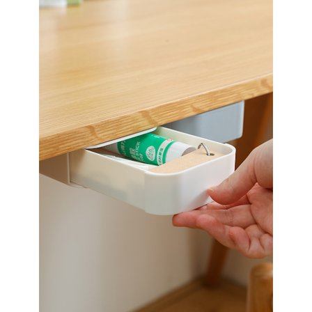 Plastik Skjult Klæbende Skuffe Under Bord (Hvid)22*9*3.5cm