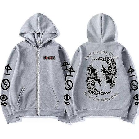 Rock Band Bad Omens Cult Killed and Born Again Dubbelsidig Tryck Dragkedja Hoodie Herr Dam Vintage Punk Gotisk Zip Up Jacka