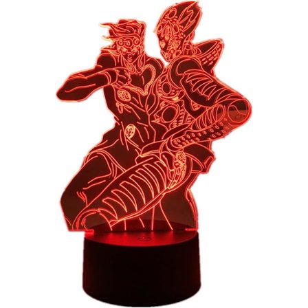 Anime nattlampa 3D Giorno Giovanna och Gold Experience Cool modell akryl LED illusion lampa fjärrkontroll/touch multifärgad dimbar USB-lampa