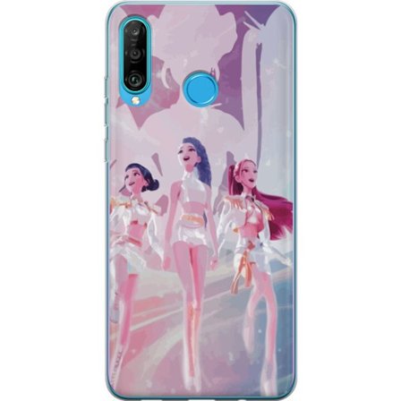 Yhteensopiva Puhelinkuori Huawei P30 lite K-Pop Demon Hunters hopeinen kolmikko idol anime kpop futuristinen lavastussuunnittelu