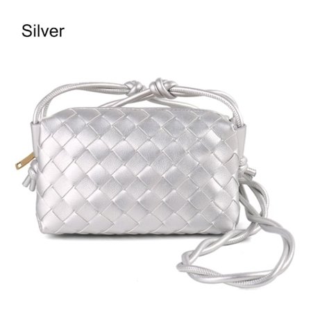 Crossbody-veske for kvinner PU-flettet SØLV
