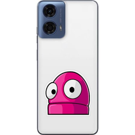 Kompatibel Mobilcover til Motorola Motorola Moto G04 Rosa tegneseriefigur med store øjne i legende og humoristisk stil