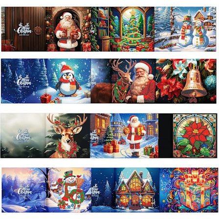 5D Diamantmålning Julkort Kit Med Verktyg Och Kuvert För Thanksgiving Och Nyårspresenter Till Familj Och Vänner 12 Stycken