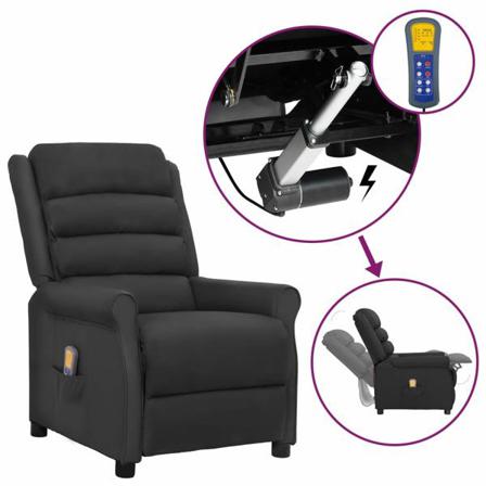 Vidaxl Massagefåtölj Med Uppresningshjälp Svart Konstläder Svart