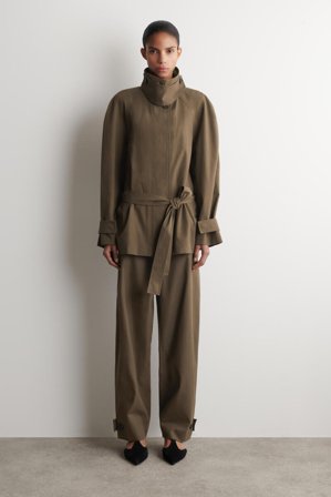 COS Women's Belted Cotton Short Trench Jacket in Beige