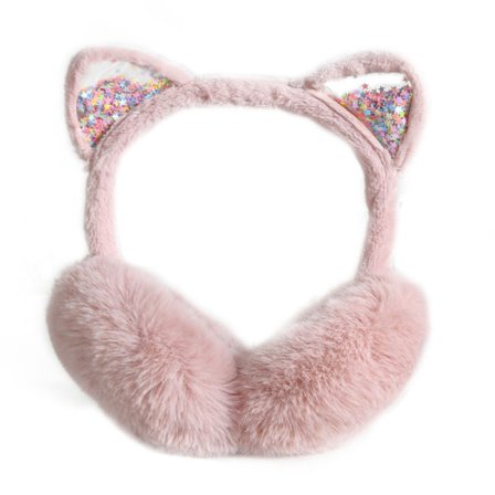 Søde katteørevarmere til børn, der holder dem varme og bløde om vinteren. Sammenfoldelige, imiterede kaninhårsforede pige-ørebeskyttere og varme 