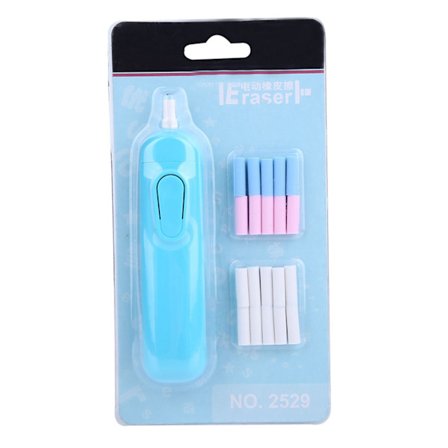 Automatisk elektrisk batteridrevet blyantsviskelæder med 20 viskelæderrefill (blå)