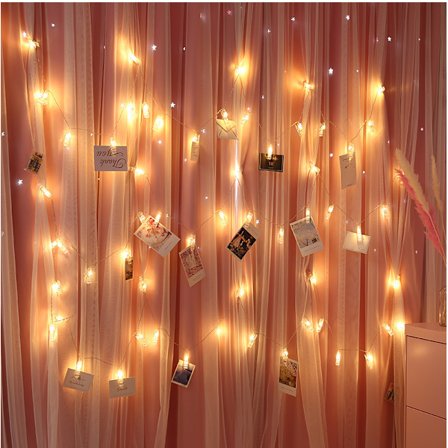 Klippljuskedja, 6 m 40 klämmor USB-drivna fotodekoration Str