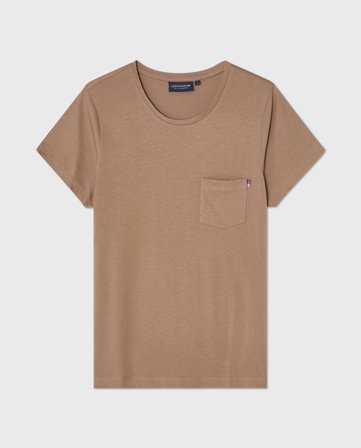 Lexington Klassisk t-shirt i bomuld-modal-blanding, brun