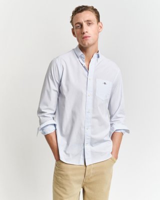 GANT - Regular fit poplinskjorte med bankstriper til herre light blue