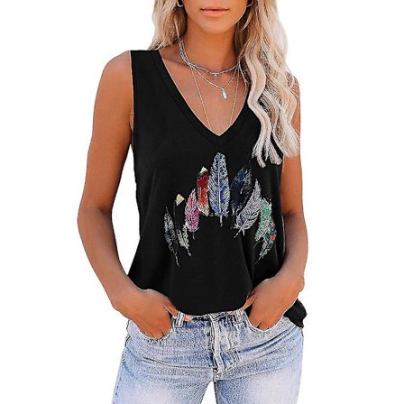 Dam V-ringad Väst Tank Tops Sommar